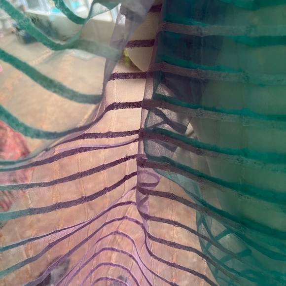 Silk Teal and Purple Sheer Scarf - Picture 8 of 14